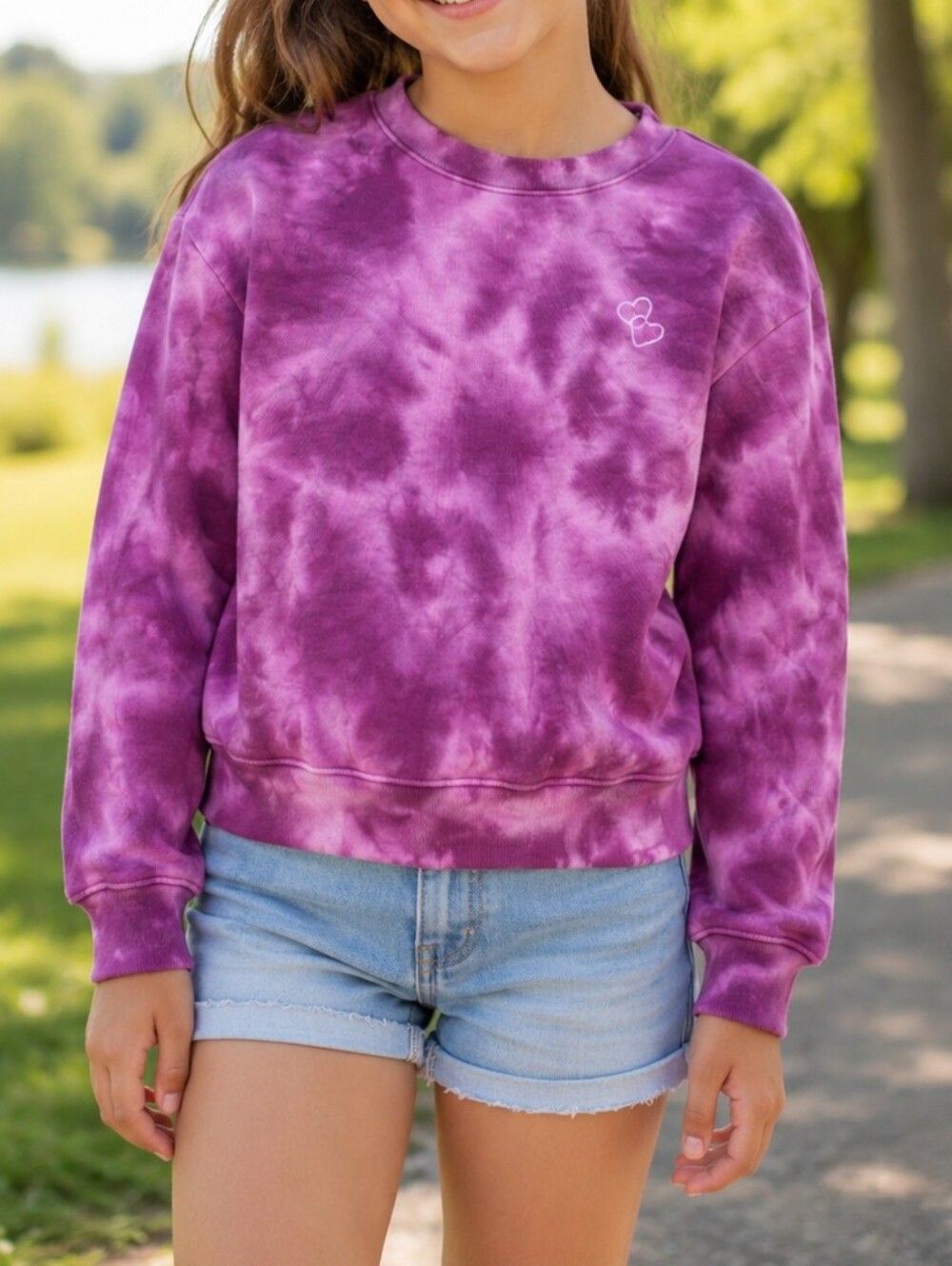 GAP Kids Cotton Blend Pink Tie-Dye Sweatshirt Cozy Crewneck Pullover Casual Top